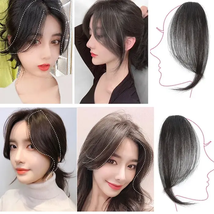 Extensions de cheveux synthétiques à frange centrale